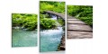 Obraz mostek nad rzeką TRYPTYK CANVAS do salonu 