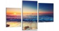 Obraz MORZE ZACHÓD SŁOŃCA NA PLAŻY tryptyk 3 częściowy