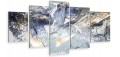 Obraz artystyczny 5 części tryptyk do sypialni niebieskie złote cekiny
