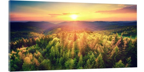 OBRAZ canvas panoramiczny ZACHÓD SŁOŃCA POLANA 