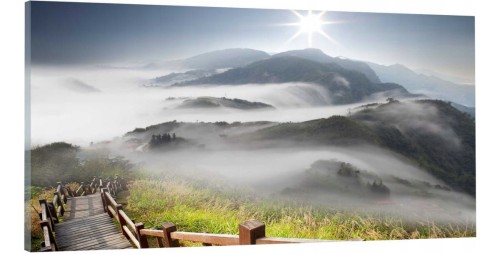 OBRAZ canvas panoramiczny PANORAMA GÓR GÓRY MGŁA
