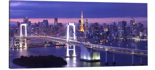 OBRAZ canvas PANORAMA tokio most miasto nocą 