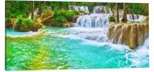 OBRAZ canvas panoramiczny wodospad dżungla