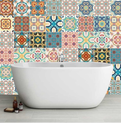 naklejki na kafelki płytki Portugalskie wzory kolorowe Azulejos