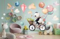 MIŚ PANDA NA ROWERZE NAKLEJKI NA ŚCIANĘ dla dzieci