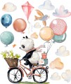 MIŚ PANDA NA ROWERZE NAKLEJKI NA ŚCIANĘ dla dzieci