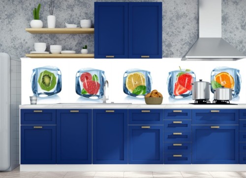 FOTOTAPETA DO KUCHNI ZMYWALNA kostki lodu owoce