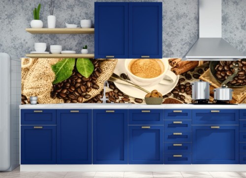 FOTOTAPETA DO KUCHNI ZMYWALNA kawa filiżanka kawy ziarno