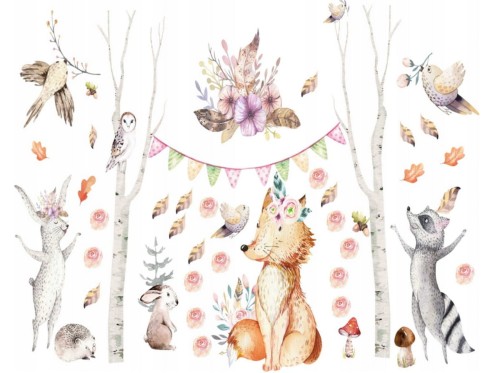  LAS ZWIERZĄTKA LISEK LIS BOHO NAKLEJKI NA ŚCIANĘ dla dzieci