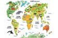 MAPA ŚWIATA ZE ZWIERZĘTAMI NAKLEJKI NA ŚCIANĘ dla dzieci