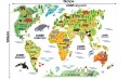 MAPA ŚWIATA ZE ZWIERZĘTAMI NAKLEJKI NA ŚCIANĘ dla dzieci