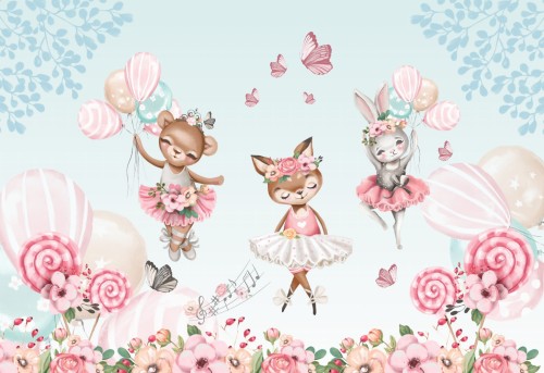 Fototapeta dla dzieci balony baletnice balet róż