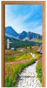 Naklejka na drzwi szlak górski widok