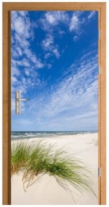 Naklejka na drzwi niebo plaża