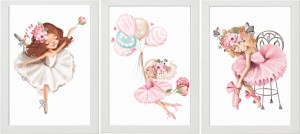 ZESTAW 3 OBRAZKI PLAKATY baletnica balet
