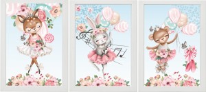 ZESTAW 3 OBRAZKI PLAKATY baletnica pastel