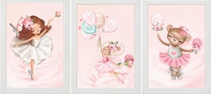 ZESTAW 3 OBRAZKI PLAKATY królik baletnica