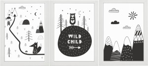 ZESTAW 3 OBRAZKI PLAKATY góry indianin miś