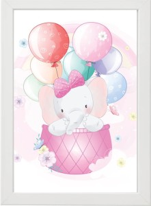 PLAKAT OBRAZEK Balon biały słoń