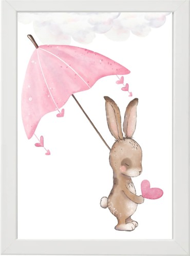 PLAKAT OBRAZEK Królik parasol