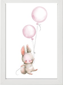 PLAKAT OBRAZEK Królik różowe baloniki