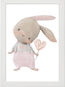 PLAKAT OBRAZEK Królik różowe spodnie