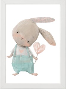 PLAKAT OBRAZEK Królik niebieskie spodnie