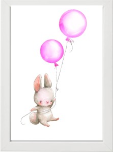 PLAKAT OBRAZEK Królik różowe baloniki 2