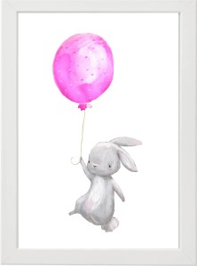 PLAKAT OBRAZEK Królik różowy balonik 2 