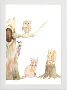 PLAKAT OBRAZEK Zwierzaki drzewo