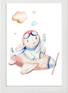 PLAKAT OBRAZEK króliczek w samolocie