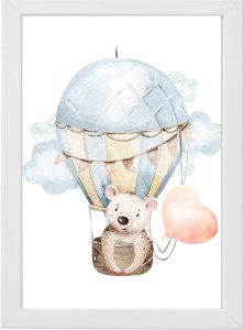 PLAKAT OBRAZEK Miś w balonie serduszko