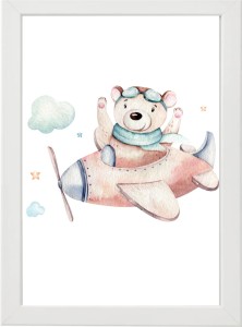 PLAKAT OBRAZEK Wesoły miś w samolocie