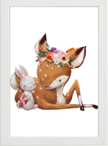 PLAKAT OBRAZEK Sarna i królik