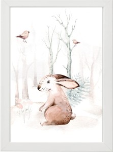 PLAKAT OBRAZEK Zając w białym lesie