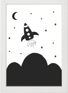 PLAKAT OBRAZEK Rakieta chmurki czerń