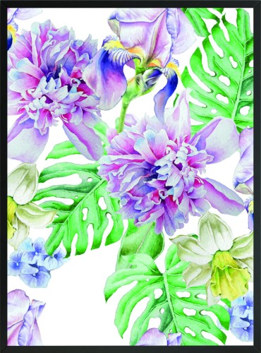 PLAKAT POSTER DO SALONU KWIATY ZIELONE LIŚCIE PASTEL