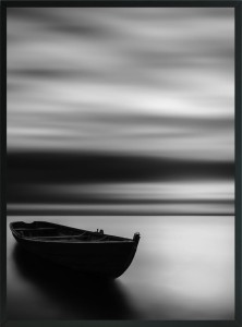 OBRAZ PLAKAT CZARNO-BIAŁY MORZE ŁÓDKA 