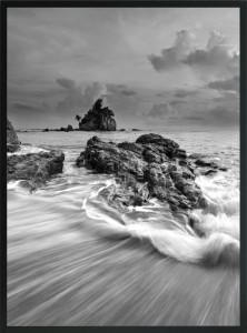 CZARNO BIAŁY PLAKAT POSTER MORZE FALE PLAŻA