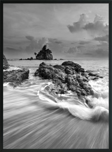 CZARNO BIAŁY PLAKAT POSTER MORZE FALE PLAŻA