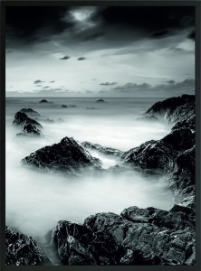 PLAKAT DEKORACYJNY ŚCIENNY CZARNO BIAŁY MGŁA 