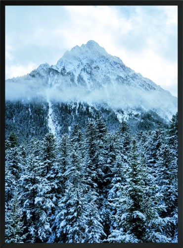 OBRAZ PLAKAT DEKORACYJNY GÓRY ZIMĄ LAS 