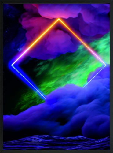 NOWOCZESNY OBRAZ plakat kolorowy kwadrat neon