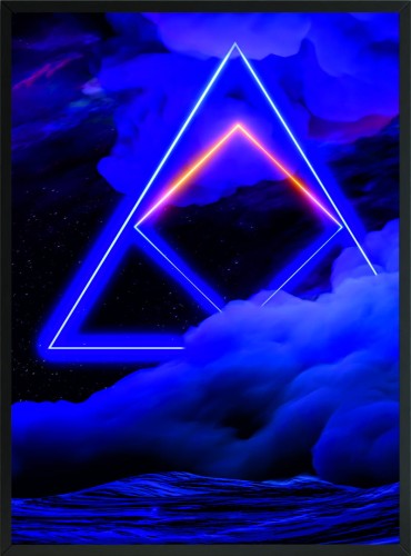 PLAKAT POSTER kolorowy trójkąt i kwadrat neon