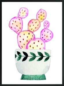 OBRAZ PLAKAT różowy kaktus niczym malowany 