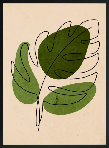 OBRAZ PLAKAT liść monstera na zielonych plamach 