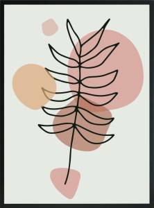 OBRAZ PLAKAT roślina ala paproć  w różu i żółci 