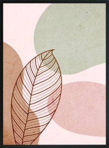 OBRAZ PLAKAT pojedynczy liść na tle kolorów 