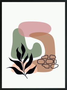 OBRAZ PLAKAT liść i astralne figury 