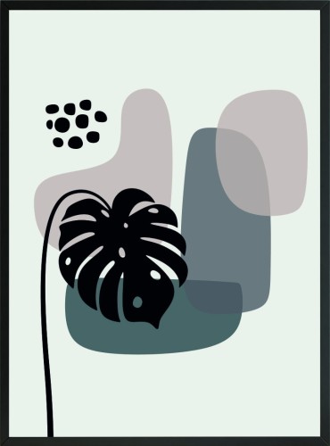 OBRAZ PLAKAT monstera na błękitnym tle 